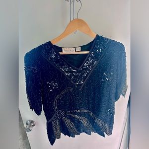 LAURENCE KAZER NEW YORK BEJEWELED TOP